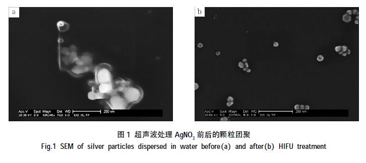 超声波处理AGNO3前后的颗粒团聚